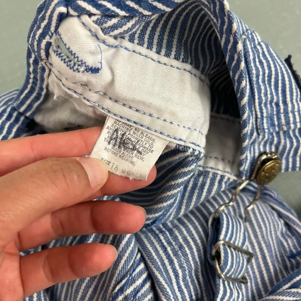 Vintage OshKosh B'gosh Blue Striped Overalls 18 Months